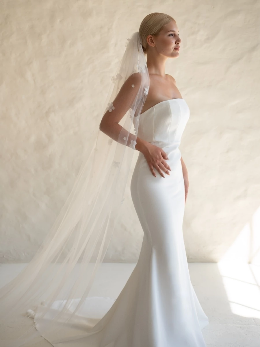 FLORA - 3D virágos tüllfátyol