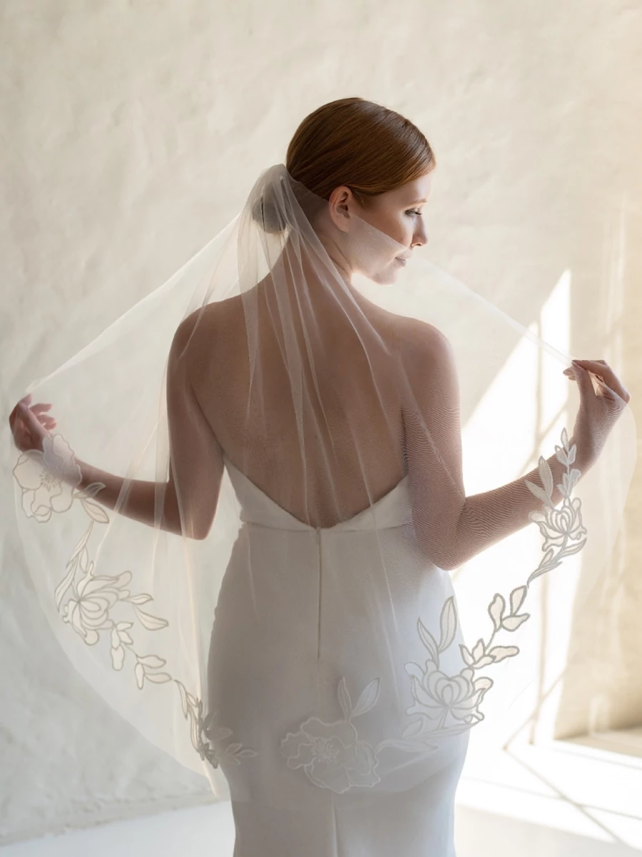 ROSA -  Organza virágos fátyol